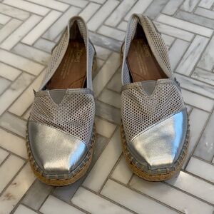 TOMS Women's Metallic Silver Espadrilles